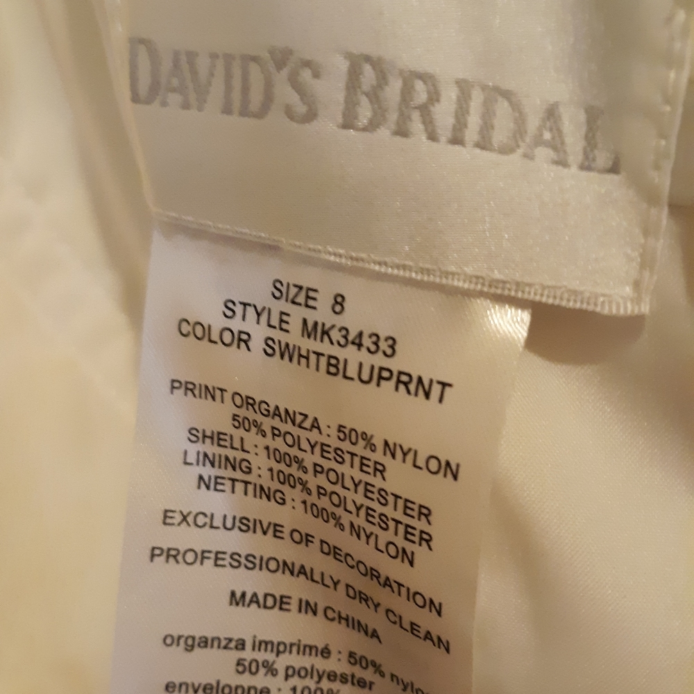Davids Bridal Crystal Organza (SIZE 8)Bridal Gown - Picture 4 of 8